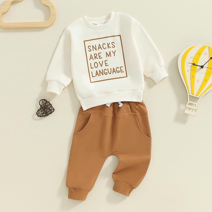 Toddler Baby Boy Fall Winter Outfit Long Sleeve Letter Print Sweatshirts and - Image 2