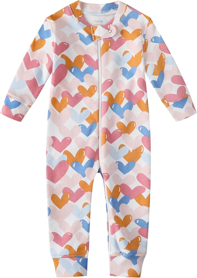 Owlivia Organic Cotton Baby Boy Girl Zip up Sleep 'N Play Pjs, Long Sleeve - Image 2