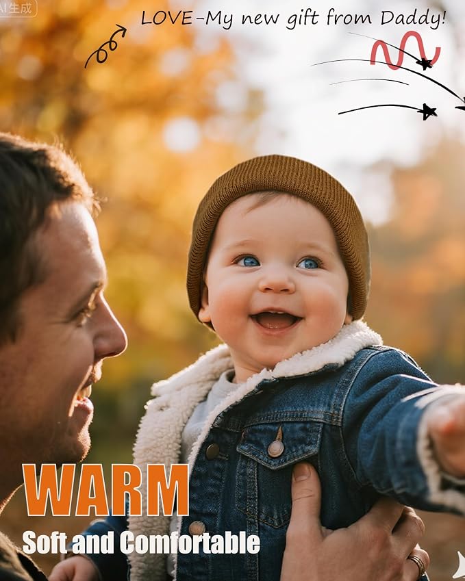 ROYBENS 100% Cotton Baby Beanie Cute Toddler Winter Hat Boys Girls Kids Soft - Image 2