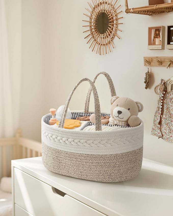 Maliton Extra Large Baby Diaper Caddy Organizer, Cotton Rope Nursery Basket - Image 7