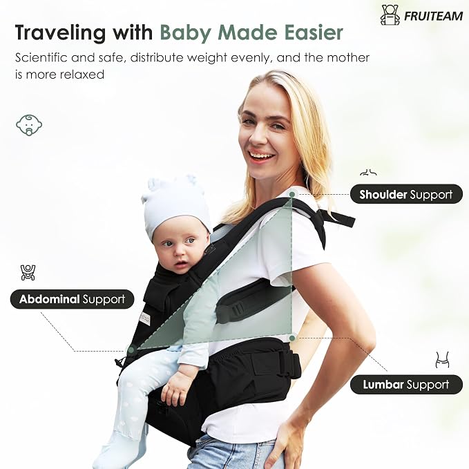 FRUITEAM Baby Carrier Newborn to Toddler, Safety-Certified Waist Stool - Image 4