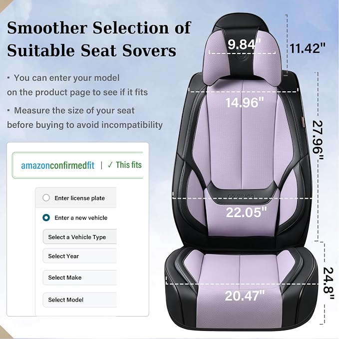Coverado Universal Seat Covers Front, Waterproof Nappa Leather Car Seat Covers - Image 4