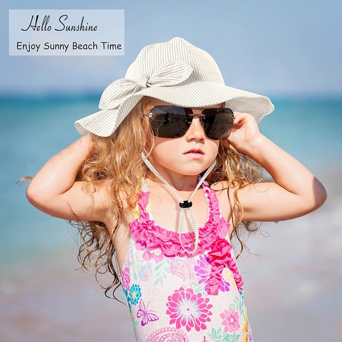 Baby Girl Sun Hat with UPF 50+ Outdoor Adjustable Beach Hat with Wide Brim - Image 5