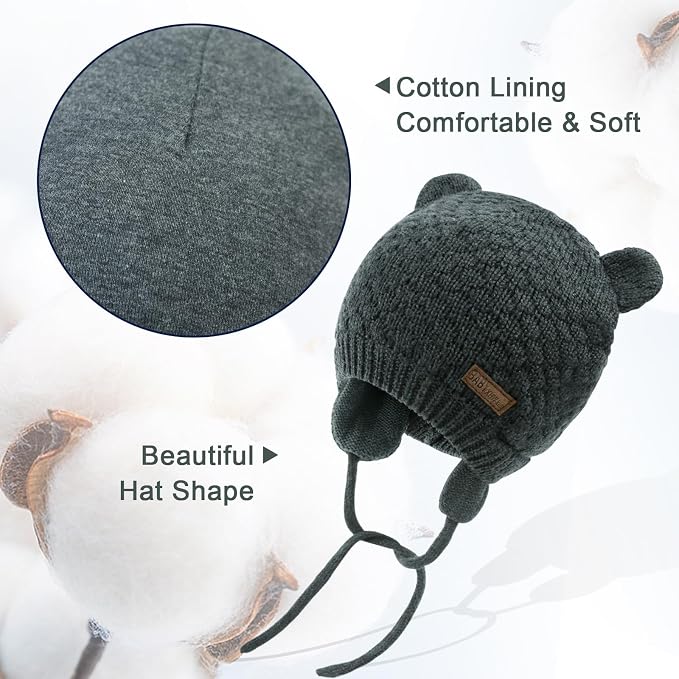 XIAOHAWANG Baby Hat Cute Bear Toddler Earflap Beanie Warm - Image 5