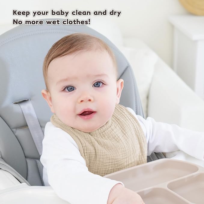 Susurration Muslin Baby Drool Bibs 6Pack Soft Square Adjustable Baby Bandana - Image 2