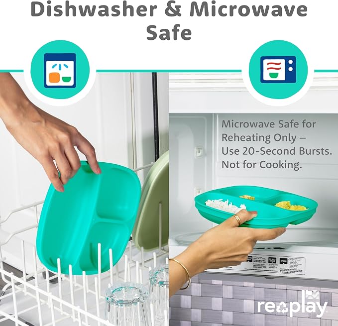 Re-Play Toddler Plates with Dividers & Silicone Lid - Image 7