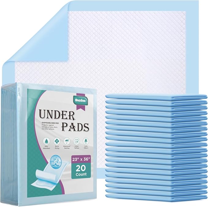 Disposable Bed Pads for Incontinence 23" x 36" by Brosive