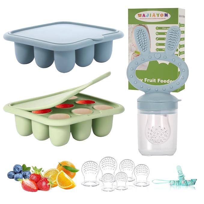 WAJIAYON Baby Breastmilk Popsicle Molds & Baby Fruit Feeder, Baby Food Freezer by WAJIAYON