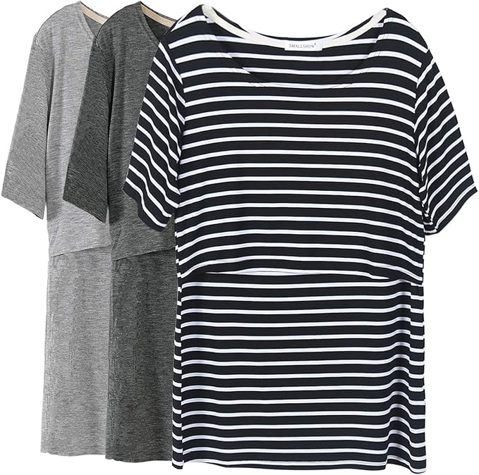 Smallshow Women's Maternity Nursing Tops Short Sleeve Breastfeeding Clothes by Smallshow