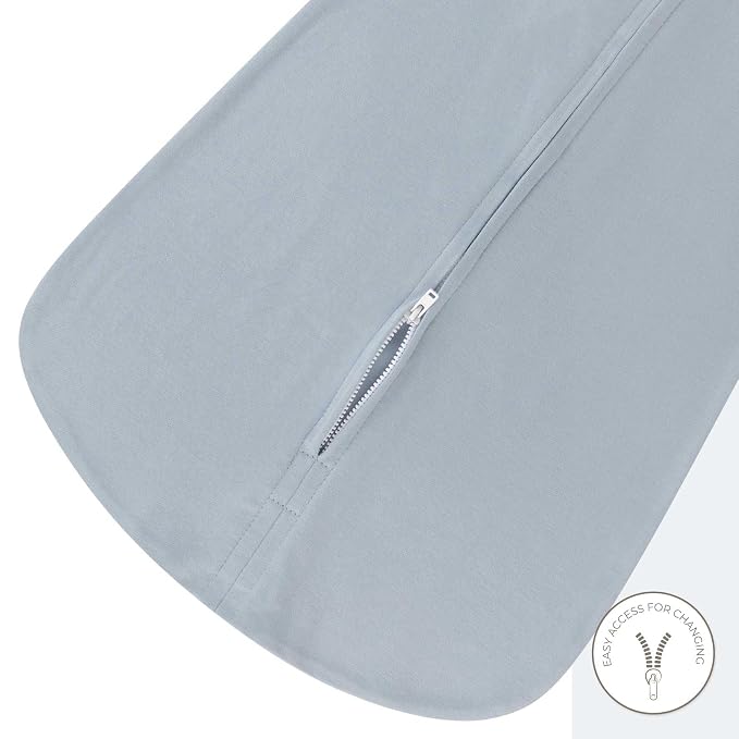 Ely's & Co. 100% Cotton Wearable Blanket Baby Sleep Bag Solid Dusty Blue and - Image 5