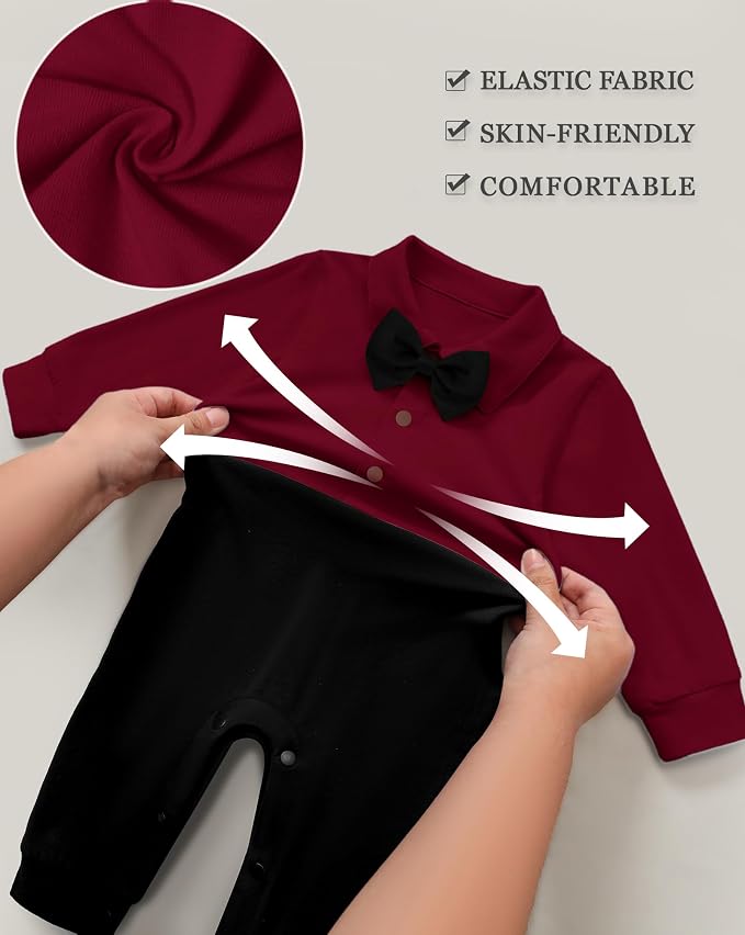 Baby Boy Clothes Gentleman Baby Suit Long Sleeve Romper+Vest+Bow Tie+Corsage - Image 5