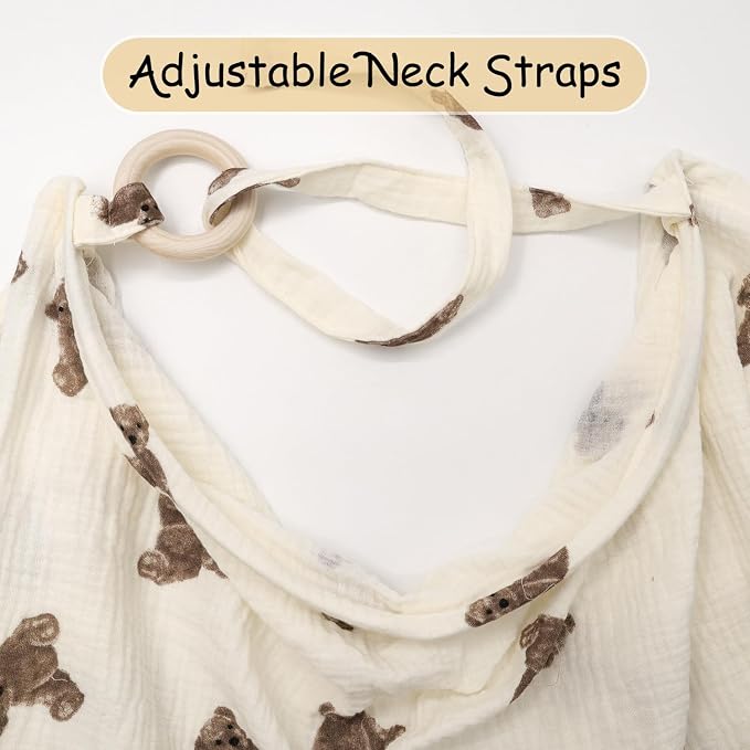 Muslin Nursing Cover for Baby Breastfeeding, Breathable 100% Cotton - Image 3
