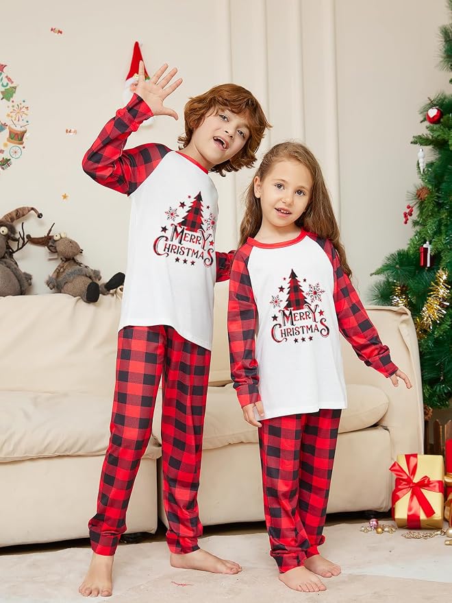 Awoscut Christmas Family Matching Pajamas Christmas Pjs Holiday Nightwear - Image 5