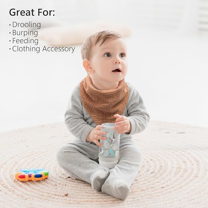 Bearmoss Muslin Baby Bibs 8 Pack Soft Bandana Bibs - Image 6