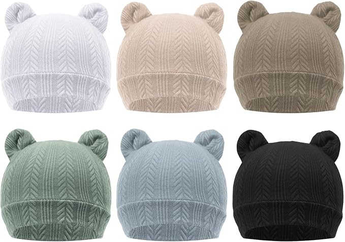 DRESHOW BQUBO 6 Pack Baby Hats for Boys Girls Unisex Baby Hat Soft Knit Cap by DRESHOW