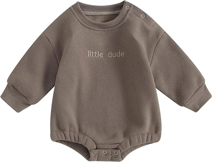 VISGOGO Newborn Infant Baby Boy Girls Oversized Romper Little Dude Sweater by VISGOGO