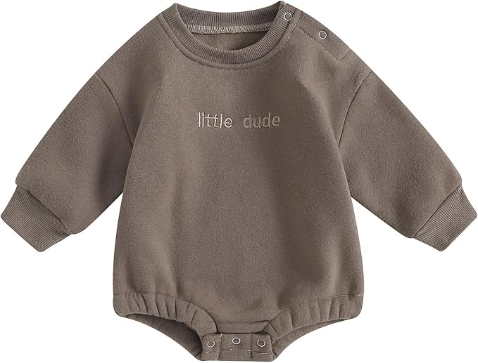 VISGOGO Newborn Infant Baby Boy Girls Oversized Romper Little Dude Sweater by VISGOGO