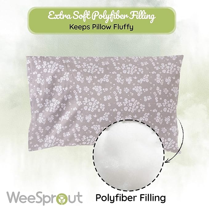 WeeSprout Toddler Polyester Organic Cotton Shell and 2 Pillowcases, Small Kids - Image 4
