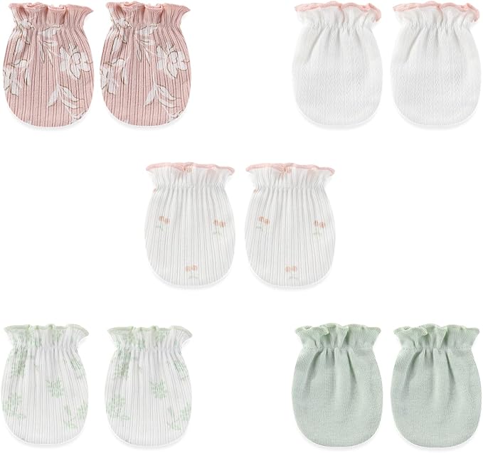 5 Pairs Baby Not Scratch Mittens 0-6 Months New Born Boy Girl Gloves Cute by falianni