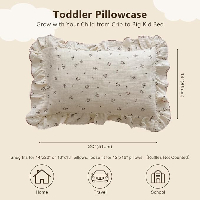 BuLuTu Cotton Muslin Kids Toddler Pillowcase - Image 2