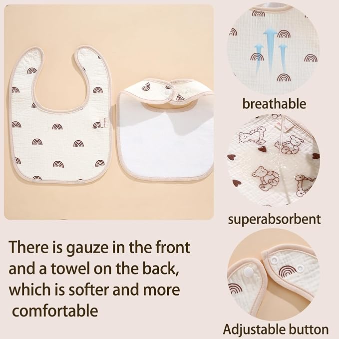 Baby Bandana Bibs, 6 Pack Waterproof Toddler Bib, Soft Cotton Absorbent Baby - Image 9