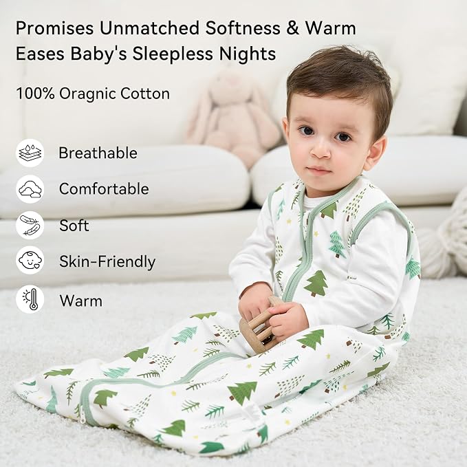 Baby Sleep Sack 18-24 Months 1.0 Tog Baby Wearable Blanket 100% Cotton Sleeping - Image 2