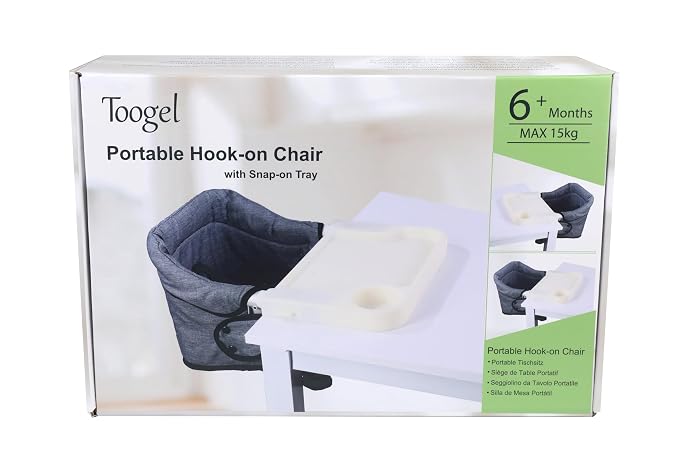 Toogel Hook On High Chair with Removable Dining Tray, Folding Portable Clip on - Image 10