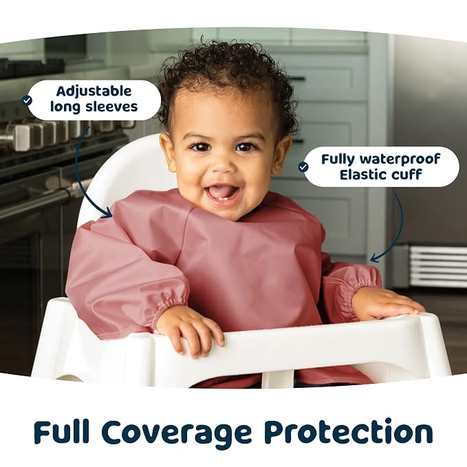 Tiny Twinkle Long Sleeve Bib for Babies & Toddlers – 2 Pack Waterproof Smock - Image 5