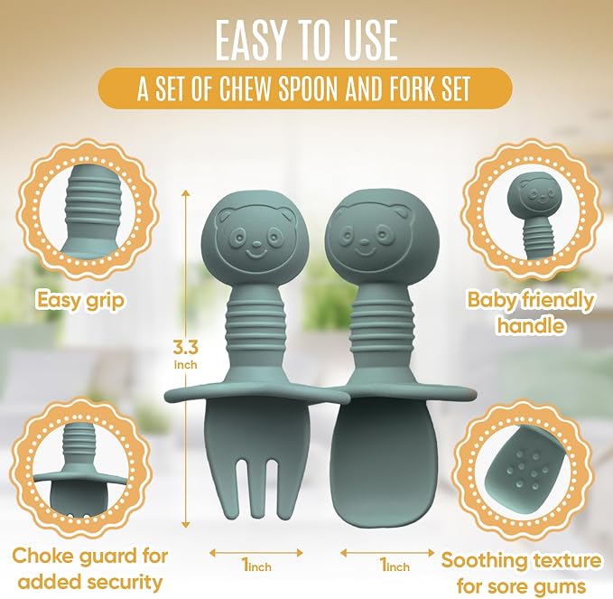 4pc Silicone Baby Spoons Self Feeding Baby Utensils 6-12 Months - Image 4
