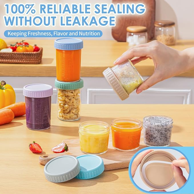 DRKIO 6 Pack Glass Baby Food Storage Containers - Image 4