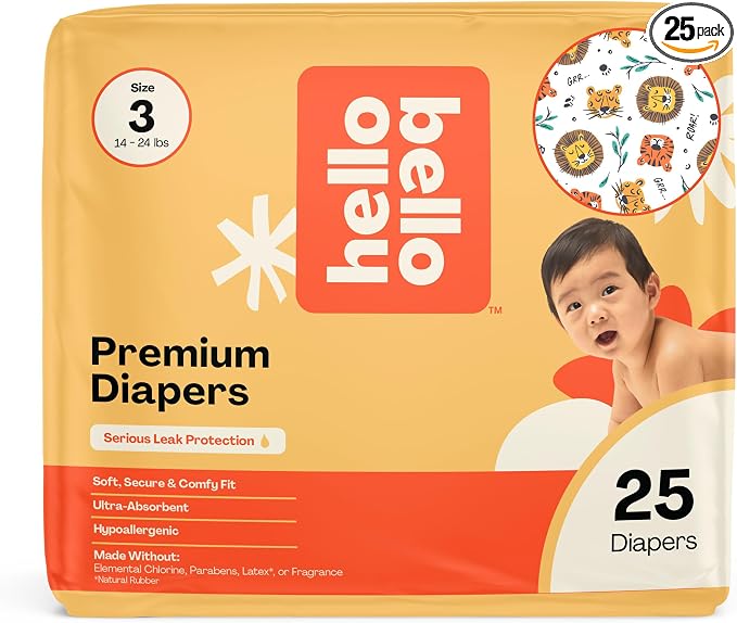 Hello Bello Diapers, Size 3 Wild Cats, Hypoallergenic by HelloBello