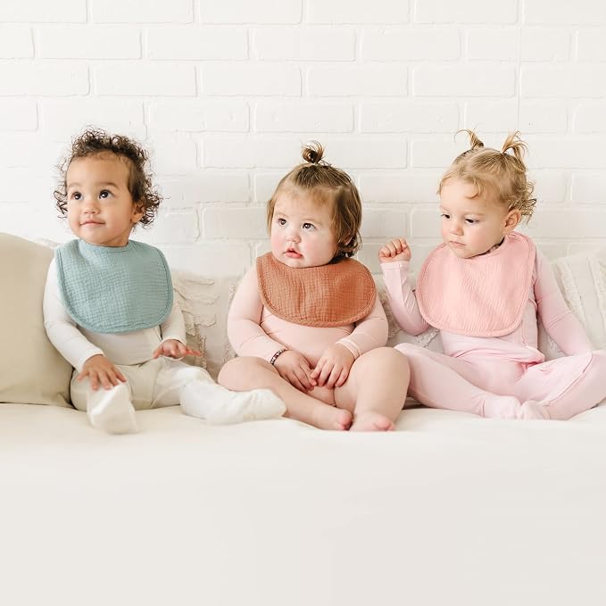 Konssy 6-Pack Muslin Baby Bibs for Boys & Girls, Soft Cotton Absorbent Bandana - Image 3