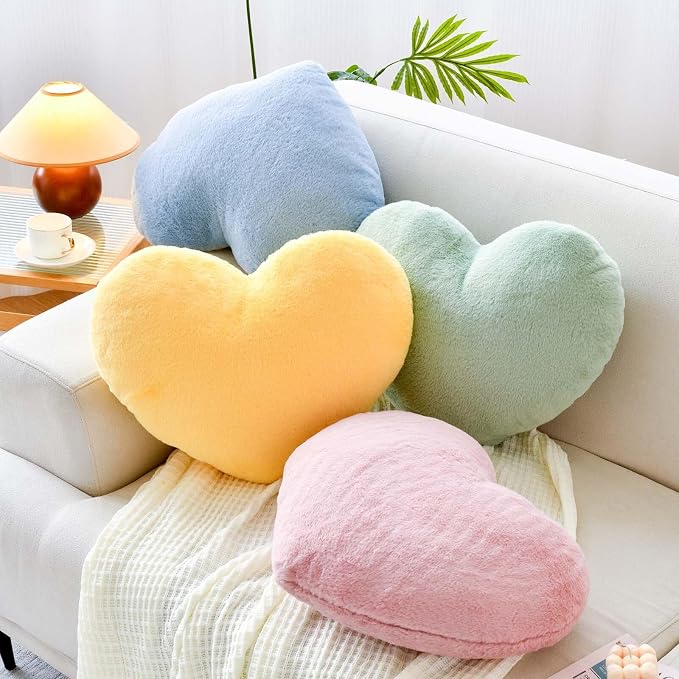 Dusty Blue Heart Pillows, Cute Heart Decorative Pillow, Heart Shaped Throw - Image 3