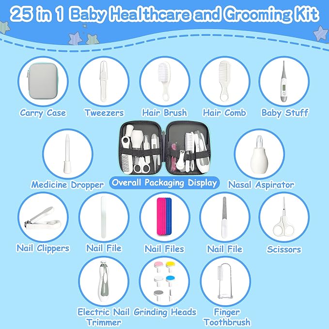 Baby Grooming Kit for Boys Girls Safety Newborn Nursery Essentials Grooming Set - Image 2