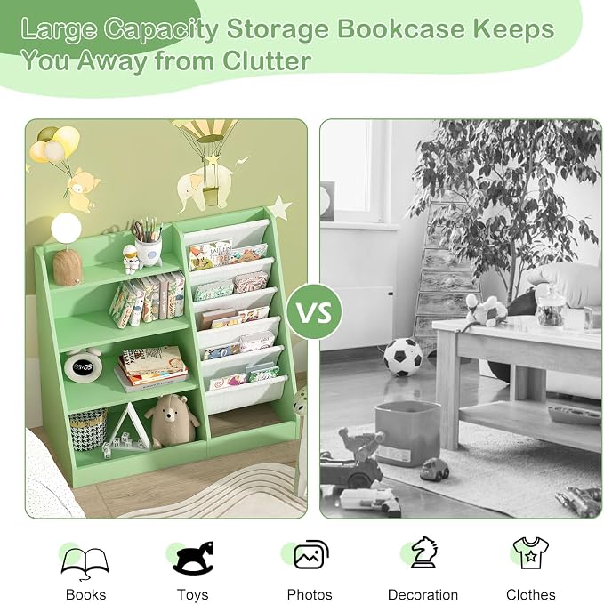 Kids Bookshelf Toddler Bookcase Children Book Rack Baby Toy Storage Organizer - Image 8