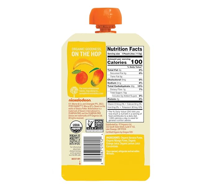 Pumpkin Tree Peter Rabbit Organics Mango, Banana and Orange Snacks, 4 Oz - Image 2