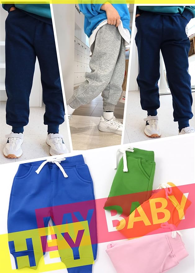 CuteOn Unisex Toddler Jogger Pants Kids Cotton Elastic Waist Winter Baby - Image 4