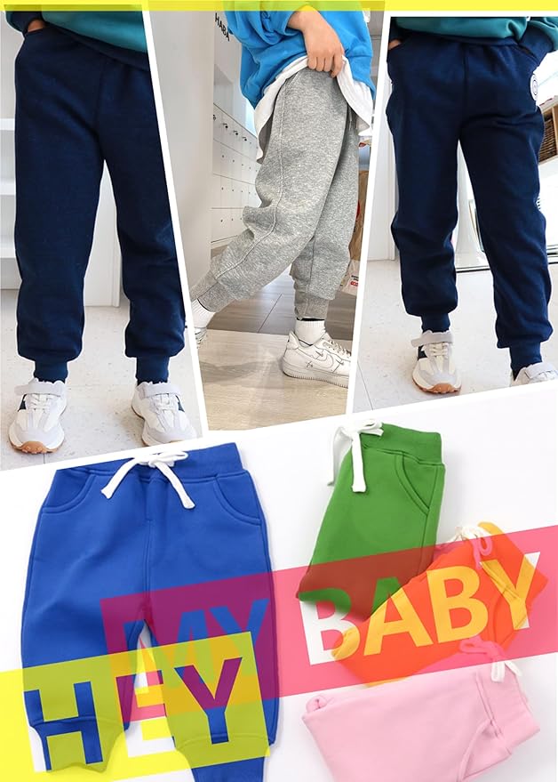 CuteOn Unisex Toddler Jogger Pants Kids Cotton Elastic Waist Winter Baby - Image 5