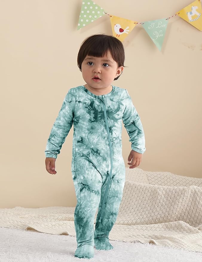 Jimonda Baby Girls Boys Footed Pajamas, Rayon From Bamboo, 2 Way Zipper Long - Image 5