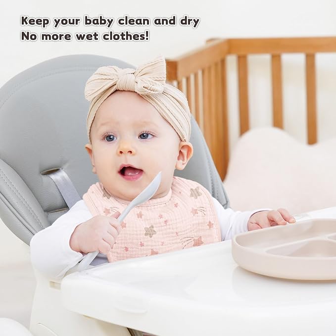 Susurration Muslin Baby Drool Bibs 6Pack Soft Square Adjustable Baby Bandana - Image 2