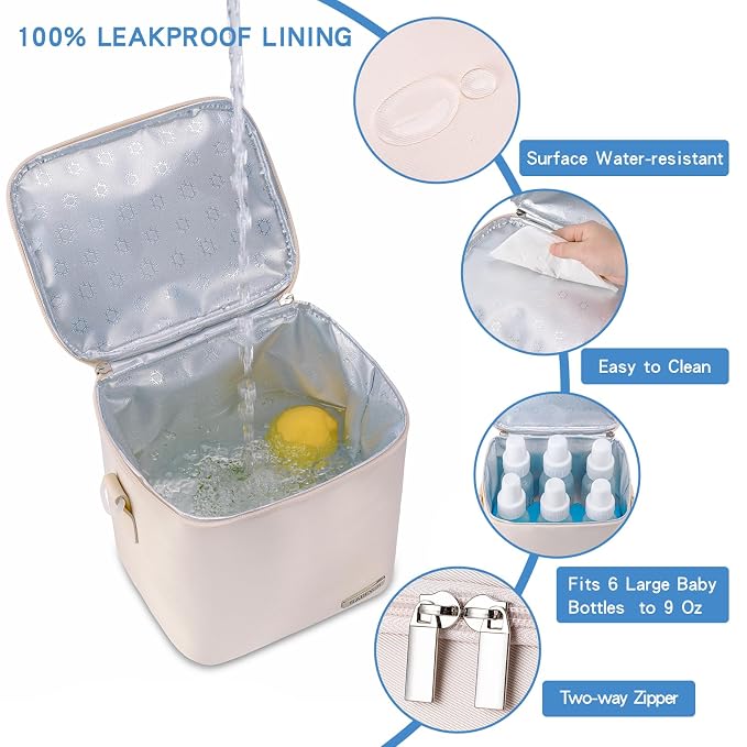 Breastmilk Cooler Bag with Ice Pack Fits 6 Baby Bottles Up to 9 Ounce, Baby - Image 2