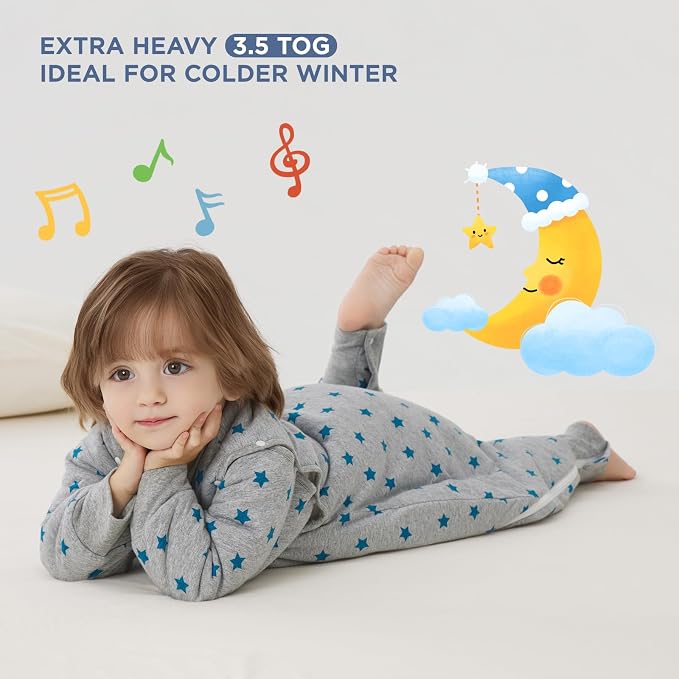 Duomiaomiao 3.5 TOG Toddler Sleep Sack 12-24 Months 100% Cotton Winter Side - Image 2