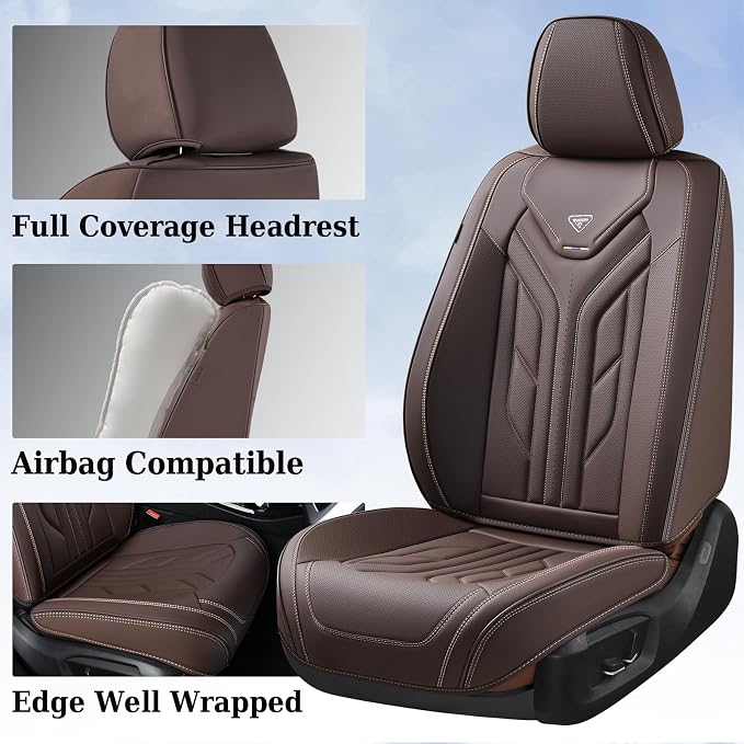 Coverado Front Seat Covers, Car Seat Covers Front Seats, Leather Seat Covers - Image 3