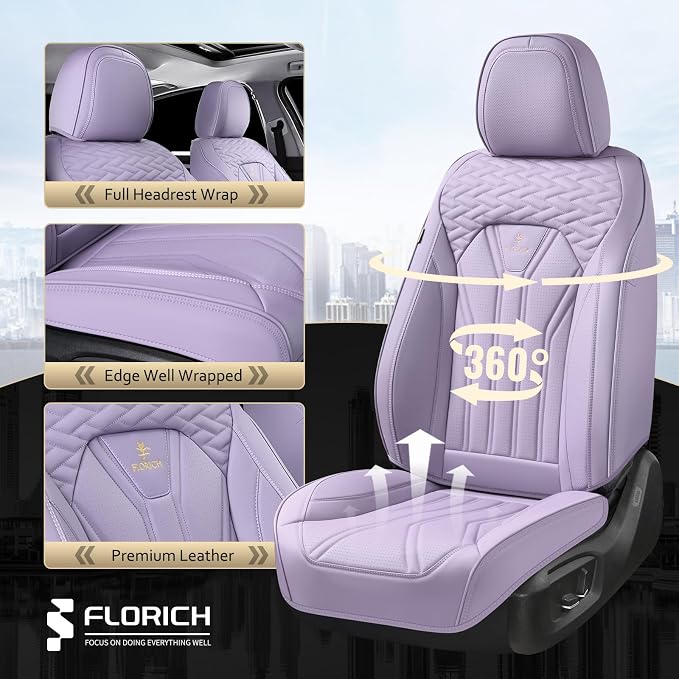 FLORICH Leather Car Seat Covers Full Set, Universal Full Coverage Car Seat - Image 5