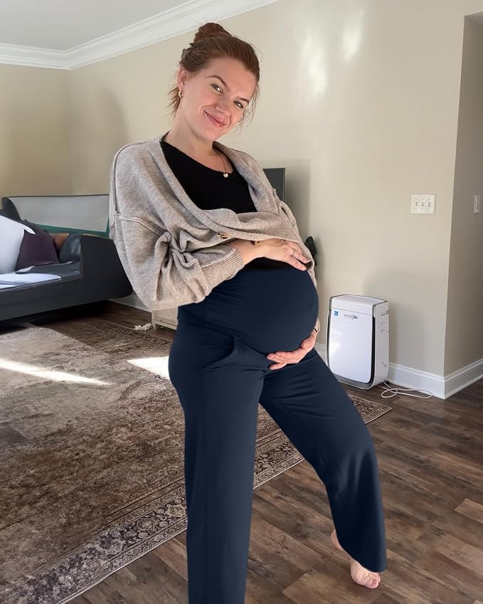 G4Free Maternity Pants Over The Belly Yoga Dress Work Pregnancy Pants Stretchy - Image 4