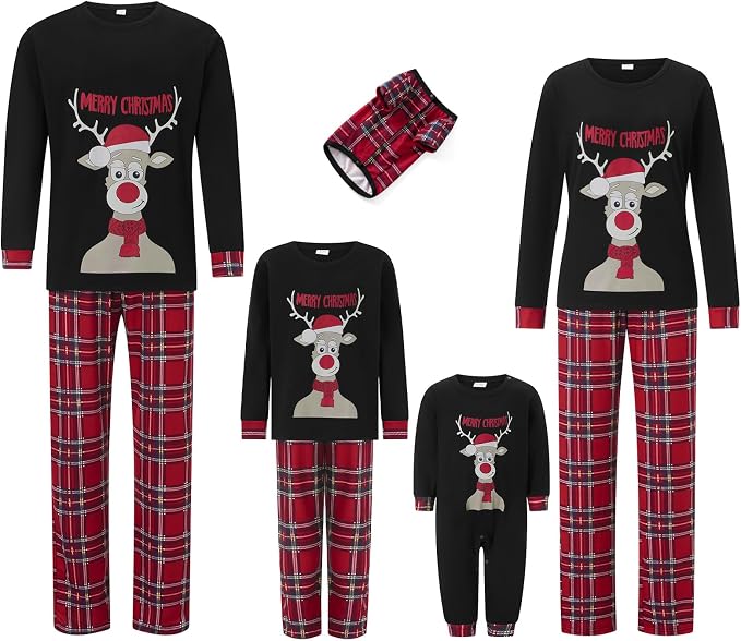 Awoscut Christmas Family Matching Pajamas Christmas Pjs Holiday Nightwear - Image 3
