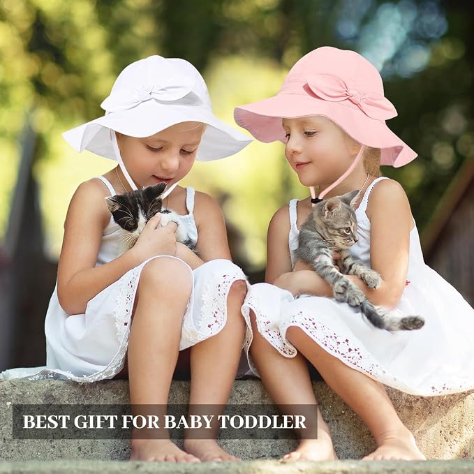 Baby Girl Sun Hat with UPF 50+ Outdoor Adjustable Beach Hat with Wide Brim - Image 5