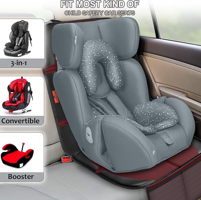 Car Seat Protector, 2 Pack Automotive Seat Protectors Baby Carseat Pad - Image 4