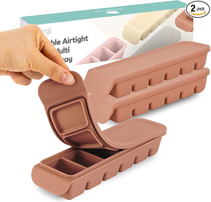 Silicone Freezer Trays with Lid, 2ea 1oz 6 Section by FIRGI-FirstGift