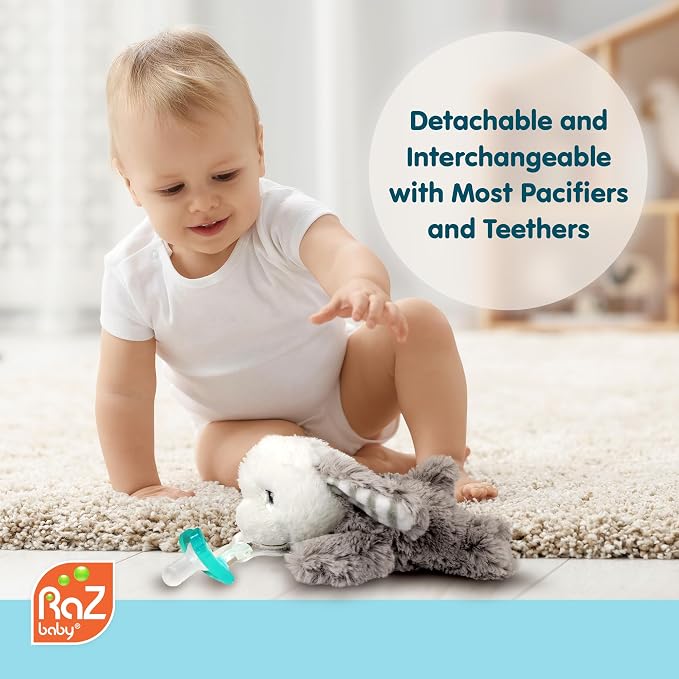 RaZbaby JollyPop Pacifier, Holder w/Detachable Baby Pacifier, Stuffed Animal - Image 5